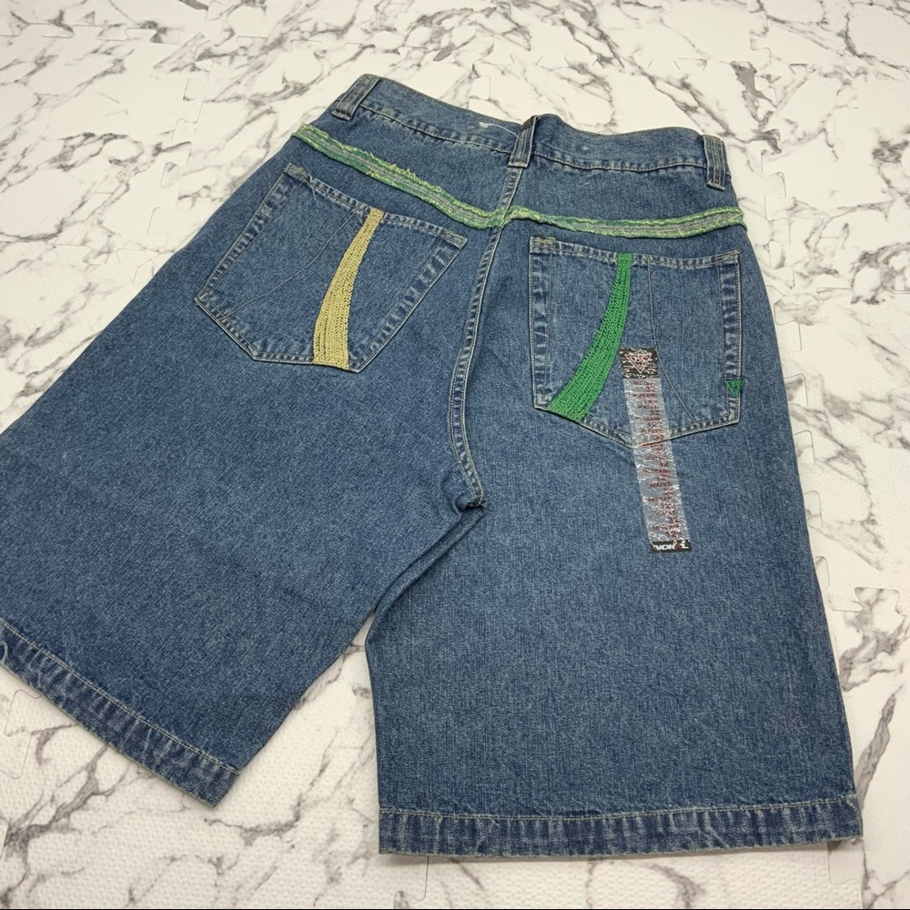 Men's Vokal by Nelly Mid Blue Yellow Green Denim Shorts